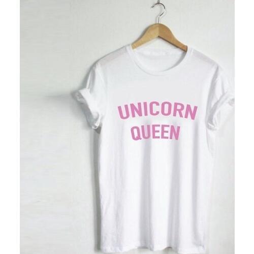 2018 UNICORN QUEEN tshirt Hip-hop Street Style T-shirt Letters Printed Cotton Casual T-shirt Women s Tee aesthetic tumblr Tops
