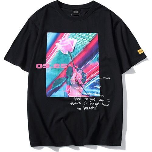 HISTREX Rose Lover Letter T-shirt Brand Clothing Men T Shirt Mens Plus Size Summer Short Sleeve Tshirt T-Shirts Printed 4NNZB