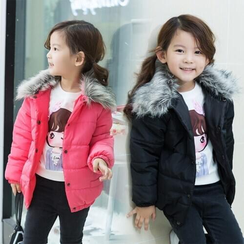 Childrens Wear Autumn Winter New Boys and Girls Children Are Short Fur Collar Jacket Cotton Gray Black Red Color 2-7 Ages