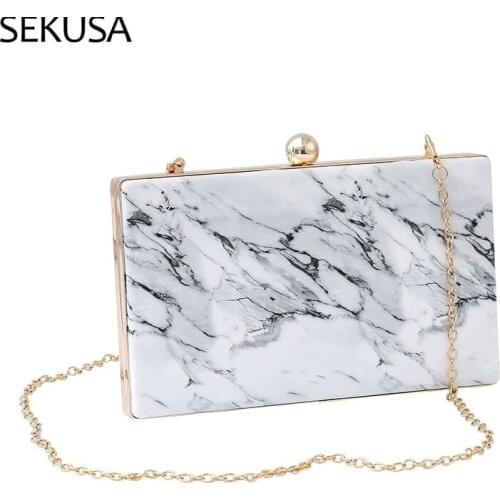 Stripped Fashion White Color Women Day Clutch PU Fashion New Design Party Handbags Shoulder Chain Leather Evening Bags