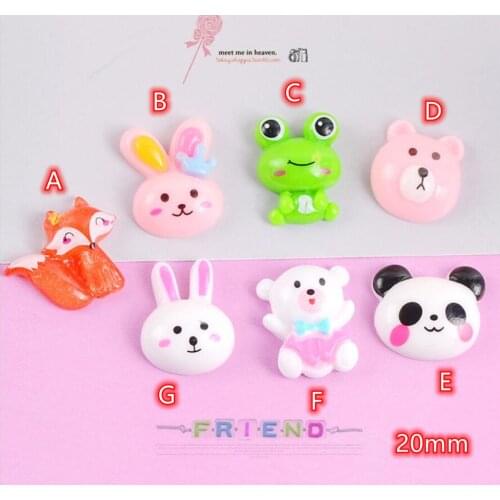 Cartoon Animal Flat Back Resin Cabochons Scrapbooking 20pcs Bear Bunny Fox Panda Frog DIY Jewelry Craft Decoration Accessories