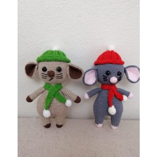 Amigurumi Mouse Amigurumi Mouse Rat Rattle Amigurumi Doll Toy Crochet Stuffed Animals for Baby Handmade Knitting Birthday Gift