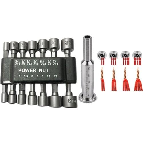 14 Pcs Nut Driver Bit Set Without Magnetic Metric Socket Wrench & 1 Pcs Dual-Purpose Electrician Parallel Wire Connector