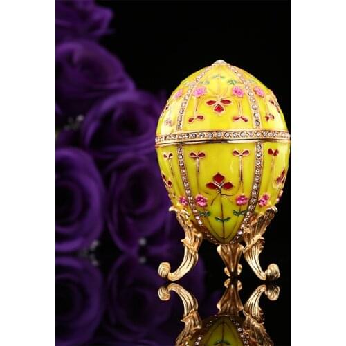 New Yellow White Faberge Egg Style Jewelry Trinket Box Gift for Home Decoration small jars glass box mason jar