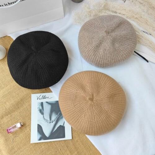 Early Autumn New Solid Color Wool Beret Womens Retro Wild Painter Trend Literary Hat