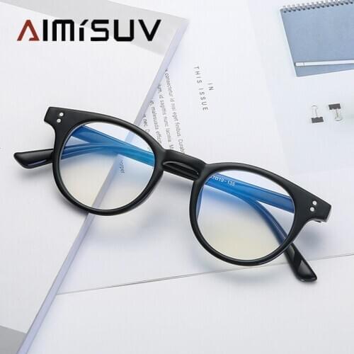 AIMISUV Round Blue Light Blocking Glasses Women Men Computer Gaming Eyewear Female Fashion Reading Frame UV400