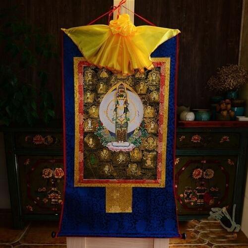 Wholesale Buddhist supplies-120CM LARGE--Tibet Buddhism ART Thousands Hands Guanyin Buddha altar Thang-ga Thangka painting