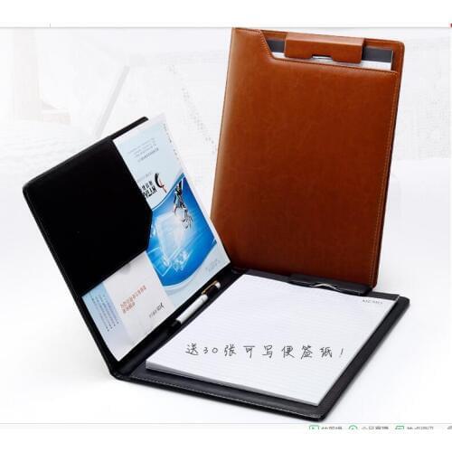 A4 Office Filing Organizer PU Leather Padfolio Portfolio Business Conference Folder Contracts Menus Folders Memo Pad Clip Holder