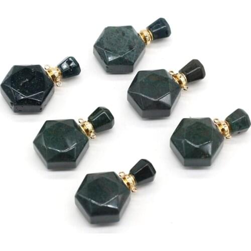 Natural Perfume Bottle Stone Pendant Necklace Essential Oil Diffuser India Agate Stone Charms for Jewelry Making