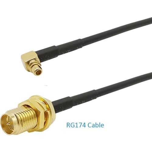 MMCX Male Plug Right Angle to RPSMA Female Jack RG316/RG316D/RG178/RG174 MMCX RF Coaxial Pigtail Jumper Low Loss Jumper cable