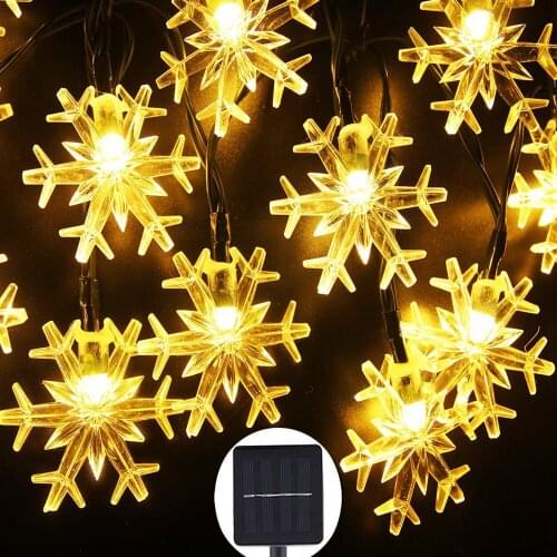 Solar String Lights 10m 50 LED Snowflake Waterproof Christmas Fairy Lights for Home Outdoor Gardens Holiday Party Patio Decor
