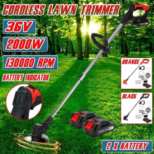 Digital Display 2000W Cordless Lawn Mower 130000RPM Electric Grass Hedge Trimmer Auto Release String Cutter Pruning Garden Tool