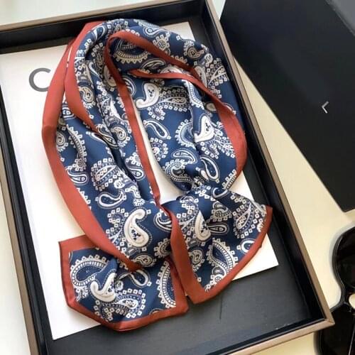 2021 spring Korean version of all-match women scarf silk hand-feel double-sided printing scarf thin section scarf 15x150cm