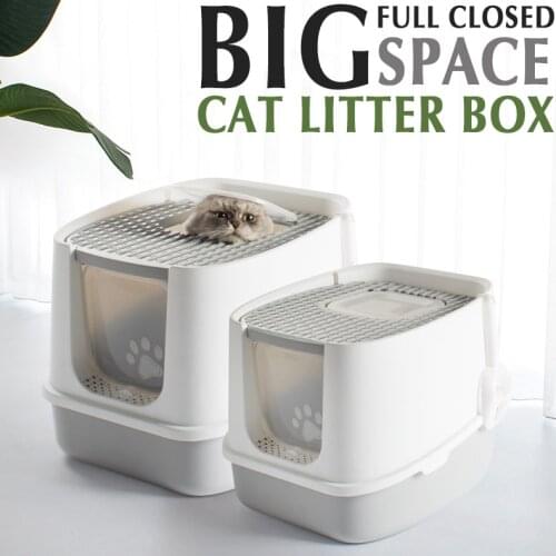 Litter Box Fully Enclosed Anti-Splash Cat Toilet Deodorant Pet Cleaning Supplies