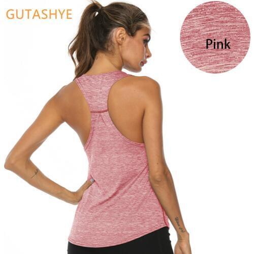 GUTASHYE Women Racerback Yoga Tank Tops Sleeveless Fitness Yoga Shirts Quick Dry Athletic Running Sports Vest Workout T Shirt