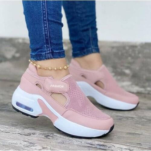 2021 New Women Sneakers Solid Color Platform Thick Bottom Ladies Flats Breathable Vulcanized Shoes Casual Female Sports Shoes