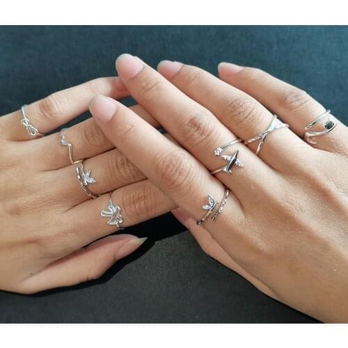 INZATT Real 925 Sterling Silver Zircon Round Triangle Cross Adjustable Ring For Fashion Women Fine Jewelry Punk Accessories