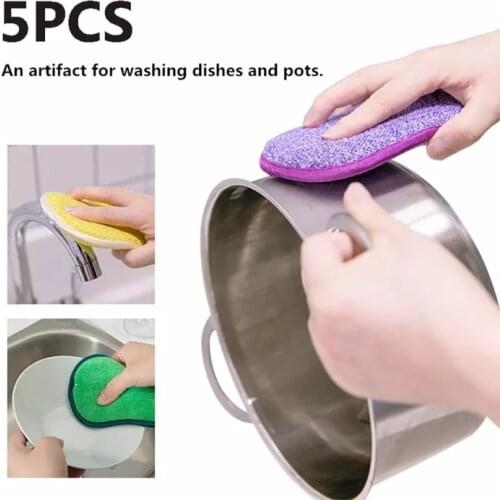 1/5Pcs Household Magic Sponge Anti-microbial Cleaning Sponge Kitchen Sponge for Washing Dishes Kitchen Scourer Pan Brush