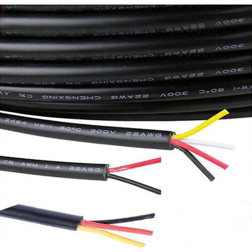 1meter UL2464 2 core 3 core 4 core 18/20/22/24/26/28AWG Soft multi-core sheathed power cord electronic connector