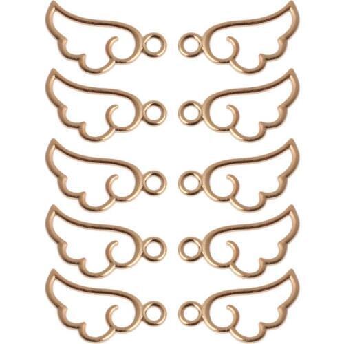 10Pcs Angel Wing Metal Frame Pendant Open Bezel Setting UV Resin Jewelry Charm