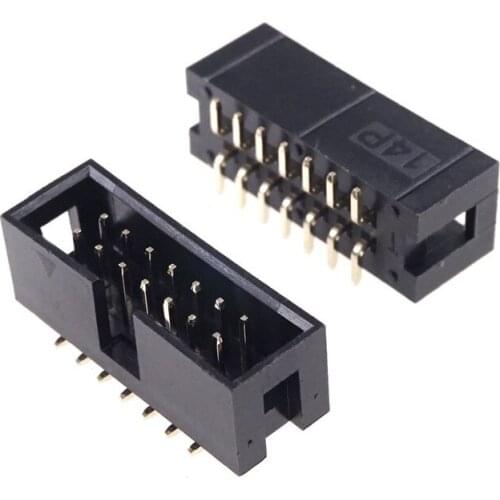 1000 Pcs SMT 2.54mm 2x7 Pin 14 P shrouded Box header IDC Socket straight Male 2 rows 2.54 SMD PCB reflow solder