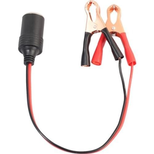 12V Car Cigarette Lighter Style Accessory Socket Plug Adapter with Crocodile Clip Connector