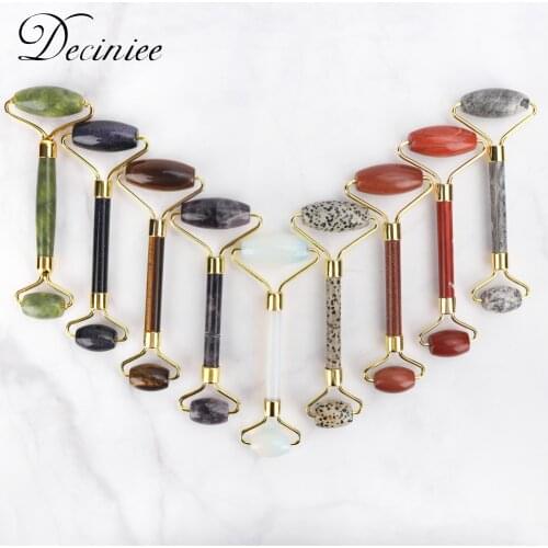 Natural Rose Quartz Jade Roller Facial Eye Body Massager Roller Jade Stone jade roller for face Slimming Thin Face Tool 15 types