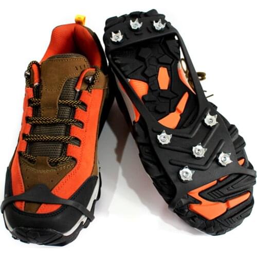 2021 Outdoor Snow Ice Gripper 8 Nails Ice snow Crampons Strap Climbing Cleats Spikes Non Slip Boots Silicone Covers Shoes Grip