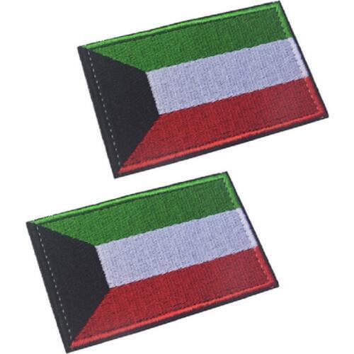 3D Embroidery Patches Armband Loops And Hook Flag Of Kuwait Flag Patches Cloth Patch Embroidery Armband