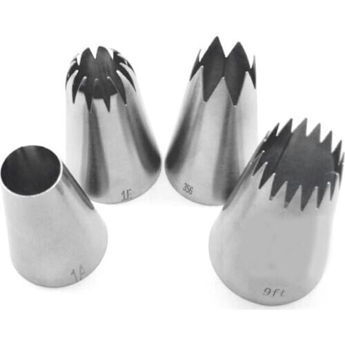 4 Pcs Large Icing Piping Nozzle Russian Pastry Tips Baking Tools Cakes Decoration Set Stainless Steel Nozzles Cupcake