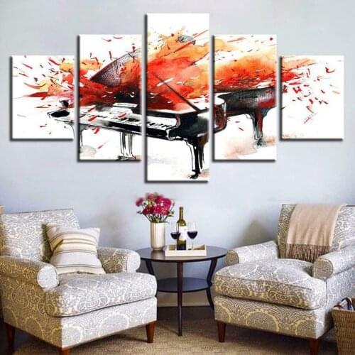 Abstract Piano Splash Painting Music 5pcs Modern Home Wall Decor Canvas Picture Art HD Print Painting On Canvas for Living Room