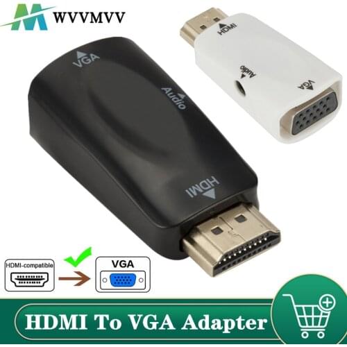 HDMI-compatible Male to VGA Female Adapter Audio Cable Converter FHD 1080P 720P 480P PC Laptop TV Box Computer Display Projector