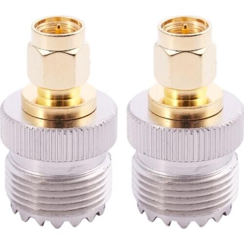 Promotion! 2x SMA Male to UHF Female SO239 SO-239 Jumper Plug RF Adapter Connect PL-259 Gold
