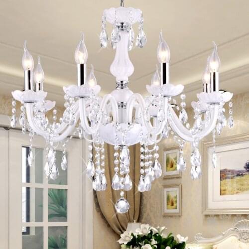 European Style White Crystal Chandeliers Modern LED Chandeliers For Living Room lustres de sala de cristal Wedding decoration