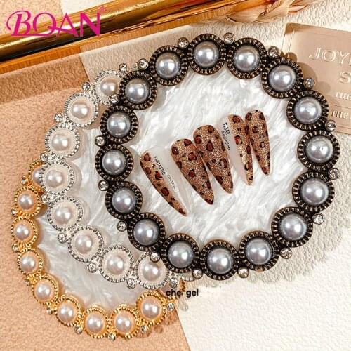 BQAN 1pcs Vintage Nail Art Crown Retro Pearl Display Board Display Make Version Showing Palette Fashion Manicure Nail Art Tools