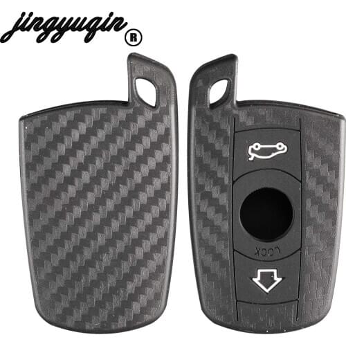 Jingyuqin carbon Silicone Remote Car Key Case Cover For BMW E90 E60 E70 E87 3 5 6 Series M3 M5 X1 X5 X6 Z4