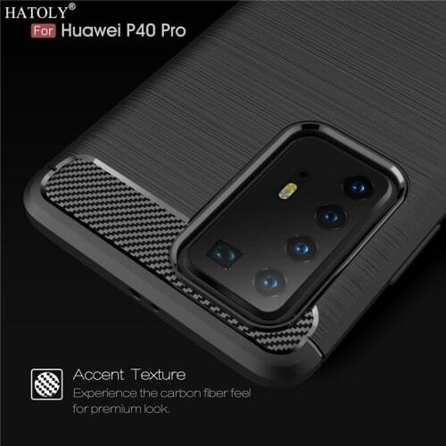 For Huawei P40 Pro Case P40 Pro Soft Back Cover Shockproof Bumper Carbon Fiber TPU Texture Phone Case For Huawei P40 Pro Funda