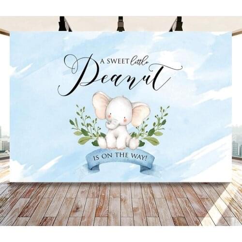 Elephant Baby Shower Backdrop 7x5ft Little Baby Elephant Baby Shower Photography Background Blue White