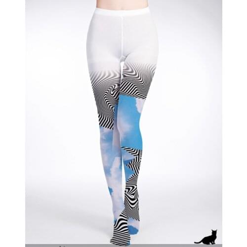 Fashion Sexy Designs Blue Sky Digital Tights Womens Pantyhose Ladies Thick Velvet Stockings