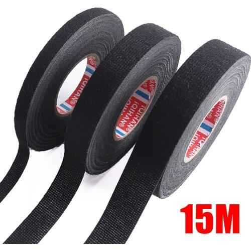 15m Car Black Wiring Harness Adhesive Tape Waterproof Felt Fabric Cloth Heat-resistant Tapes Auto Home Flexible Wear-resistant