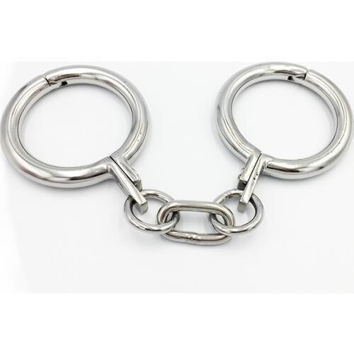 Stainless Steel Round Handcuffs For Sex Torture Bdsm Tools Bondage Handcuffs Metal Restraints Adult Game Sex Toys For Couples