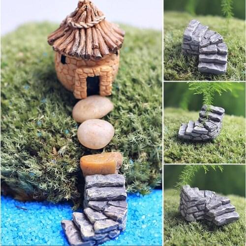 Resin Small Staircases Ornaments Stone Steps Road Stairs Decoration Moss Micro Landscape Handicraft Home Decor TN88