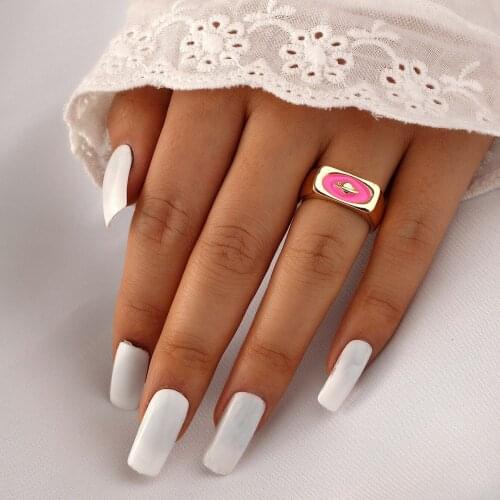 Cute Planet Enamel Thick Ring Luxury Gold Metal Luck Jewelry Pink Drip Oil Universe Rings for Women anillos Valentines Day Gift