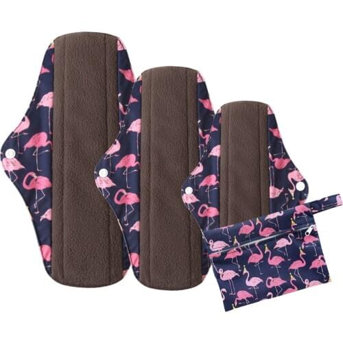 Reusable Pads bamboo Charcoal Sanitary Pads Mama Menstrual Cotton Pads Washable Panty Liner Pads 1Pcs S+1Pcs L +1Pcs M pads+1bag