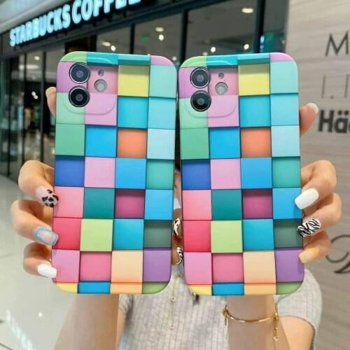 Cartoon Geometry Floral Phone Case for iPhone 11 12 Pro Max XS Max X XR 7 8 Plus Shockproof IMD Soft Silicone Tpu Case Cover