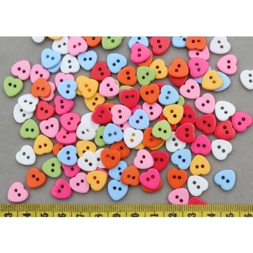 Set of 900pcs - 12mm Tiny Bright Resin Heart Buttons in Assorted Colors wholesale free shipping-LK0032