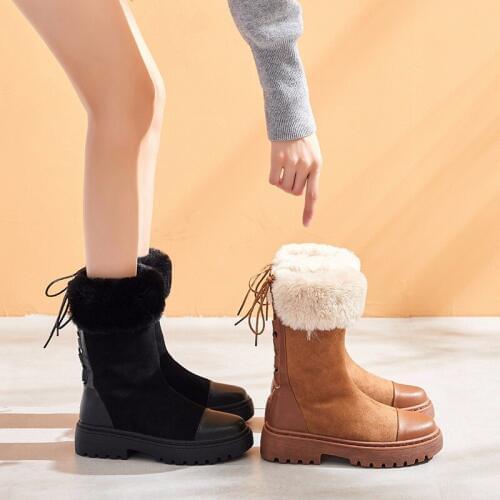 2020 New Winter Womens Booties Plus Velvet Warm Cotton Shoes In The Tube With A Plush Stitching Slippery Comfortable Casual B14