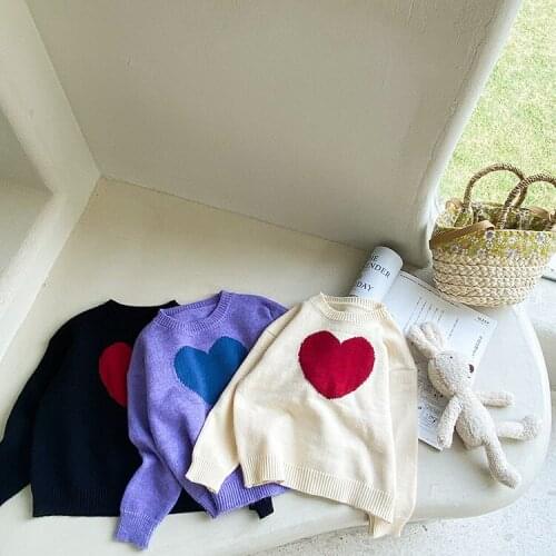 2021 new girls boys printed knitted sweater autumn full sleeve fashion kids pullover sweater 1-7 years