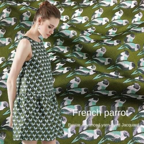 French parrot clothing jacquard high-end spring, autumn and winter fashion dress jacket brocade precision yarn-dyed fabric