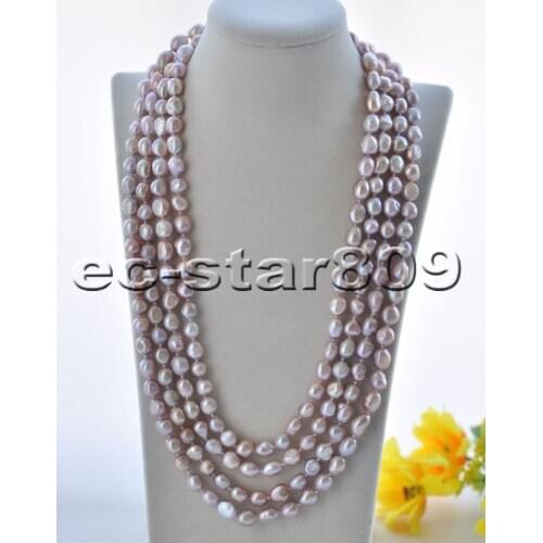 P6965 50"-100" 11mm Lavender Baroque Freshwater Pearl Necklace